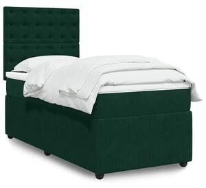 Box spring postel s matrací tmavě zelená 90x190 cm samet 3292229