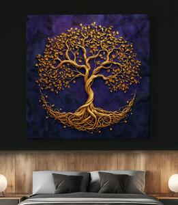 Obraz na plátně - Strom života Zlaté střípky FeelHappy.cz Velikost obrazu: 40 x 40 cm