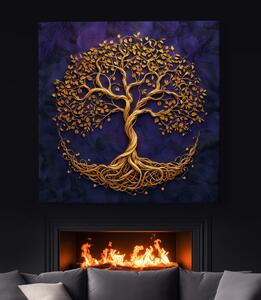 Obraz na plátně - Strom života Zlaté střípky FeelHappy.cz Velikost obrazu: 40 x 40 cm