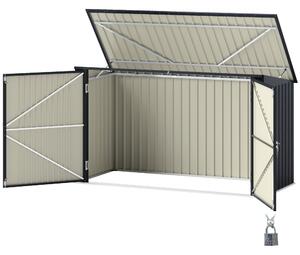 Outsunny Kryt na venkovní odpadkový koš pro 3 kontejnery 240L, 233x105 cm kontejner na odpadky s 2 dveřmi a zámky, 2,3 m² zahradní shed, box na odpadk