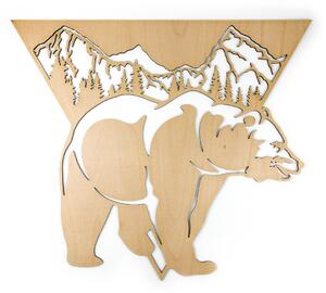 Dřevěná nástěnná dekorace Medvěd a hory