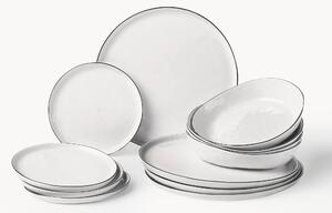 Sada ručně vyrobeného porcelánového nádobí Salt, pro 4 osoby (12 dílů)