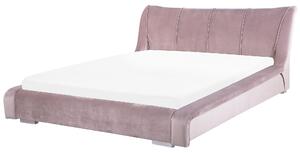 Čalouněná sametová postel v růžové barvě 160 x 200 cm NANTES