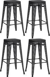 Kovová barová židle Fletcher (SET 4 ks) - Černá