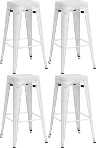 Kovová barová židle Fletcher (SET 4 ks) - Bílá