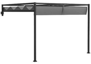 Outsunny Pergola Zahradní Altán 3x4m s Odkrytelnou Střechou a Odvodňovacími Otvory, Zahradní Pergola z Oceli a Polyesteru s Kolíky a Šrouby, Tmavě Šed