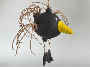 Pták závěsný černý Keramika Andreas