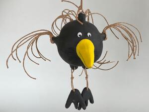 Pták závěsný černý Keramika Andreas