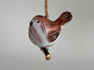 Ptáček na větvičce vrabec Keramika Andreas