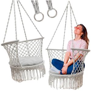 Tomido Zahradní houpačka čapí hnízdo s opěrkou, šedá, 80 cm, 150 kg KX3288