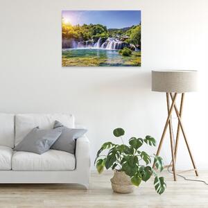 Postershop Obraz na plátně: Lanscape nature waterfall forest - 80x60 cm
