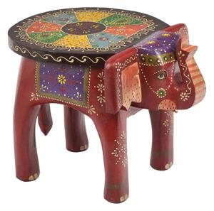 Stolička ve tvaru slona ručně malovaná, 28x20x20cm (GB)