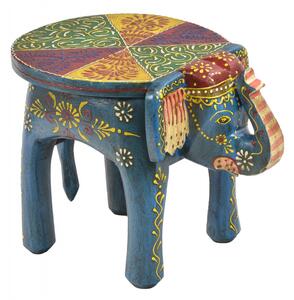 Stolička ve tvaru slona ručně malovaná, 28x20x20cm (GA)