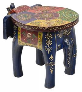 Stolička ve tvaru slona ručně malovaná, 28x20x20cm (GC)