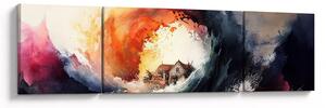 Obraz - Ve víru povodně, akvarel (170x50 cm)