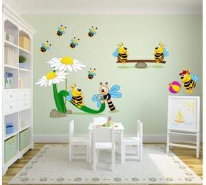 Veselé včelky samolepka na zeď XXL