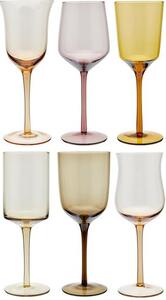 Sada ručně foukaných sklenic na víno v různých barvách a tvarech Diseguale, 6 dílů