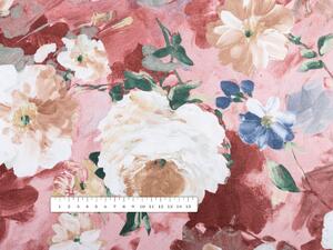 Biante Dekorační oválný ubrus PM-054 Malované květy na růžovém 100x140 cm
