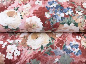 Dekorační látka PM-054 Malované květy na růžovém - šířka 150 cm