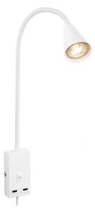 Briloner 2175-016 - Flexibilní nástěnná lampa s USB portem 1xGU10/10W/230V bílá