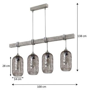 BRILAGI - Lustr na lanku WOOD GLASS 4xE27/60W/230V borovice/šedá/kouř šedá