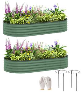 Outsunny sada dvou vyvýšených záhonů z oceli, zahradní bedna, studený rám, stohovatelný truhlík, zeleninový záhon 181x93x30cm pro zahradu a balkon, tr