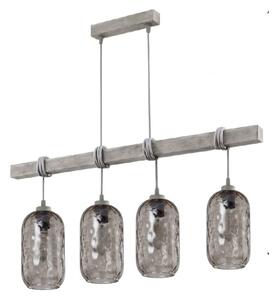 BRILAGI - Lustr na lanku WOOD GLASS 4xE27/60W/230V borovice/šedá/kouř šedá