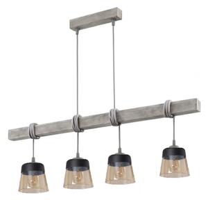 BRILAGI - Lustr na lanku WOOD GLASS 4xE27/60W/230V borovice/šedá/kouř hnědá