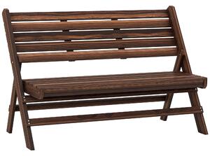 Outsunny zahradní lavička, 2-místná dřevěná lavička s opěradlem, parková lavička, unese až 250 kg, pro zahradu, balkon, uhlíkový, 122 x 63 x 83 cm | A