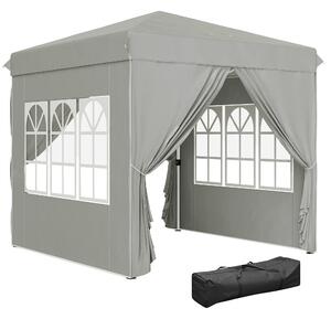 Pavilon Outsunny 2,5x2,5m, Voděodolný Stabilní Zimní Skládací Pavilon, UV Ochrana 50+, Skládací Party Stan Zahradní Stan s 4 Bočními Panely a Taškou