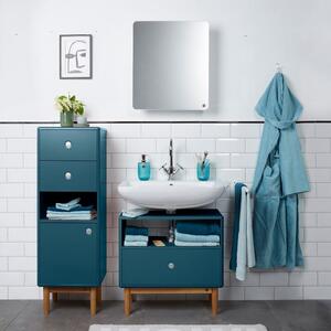 Tmavě modrá lakovaná koupelnová zrcadlová skříňka Tom Tailor Color Bath 58 x 50 cm