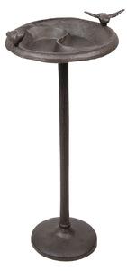 Hnědé litinové pítko/ krmítko pro ptáčky na vysoké noze - 23*25*52 cm - Clayre & Eef