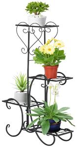 Outsunny Metalový Stojan na Květiny 4 Úrovně - Stojan pro Květiny na Balkon a do Zahrady, Černý 45 x 24,5 x 80 cm | Aosom