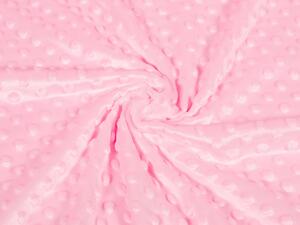 Dětská látka Minky 3D puntíky MKP-035 Světle růžová - šířka 150 cm