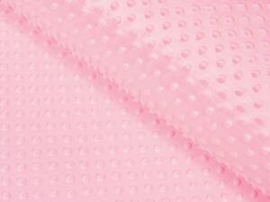 Dětská látka Minky 3D puntíky MKP-035 Světle růžová - šířka 150 cm