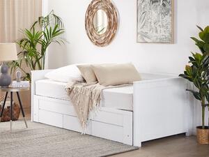 Rozkádací postel dřevěná bílá s roštem 90 x 200 cm CAHORS