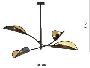 Lustr na tyči LOTUS 4xE14/10W/230V černá/zlatá