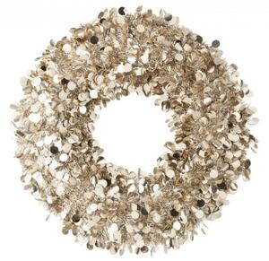 Champagne veliký lesklý vánoční věnec Sparkling XL – 75*75*7 cm - J-Line by Jolipa