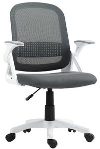 HOMCOM ergonomická síťovaná kancelářská židle se sklápěcími područkami, bederní podporou, výškově nastavitelná otočná židle s náklonem, šedá | Aosom