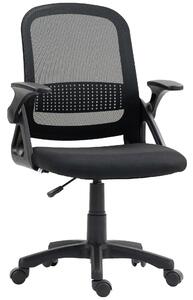HOMCOM ergonomická síťovaná kancelářská židle se sklopnými područkami, bederní oporou a nastavitelným náklonem — černá | Aosom