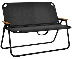 Outsunny Zahradní Lavice pro Dva, Skládací Lavice s Nosností 220 kg, pro Kempování, Patio, Černá, 108 x 65 x 73 cm | Aosom