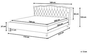 Tmavě šedá sametová postel 160 x 200 cm METZ