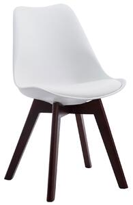 Židle Borne V2 ~ plast / koženka, dřevené nohy ořech - Bílá