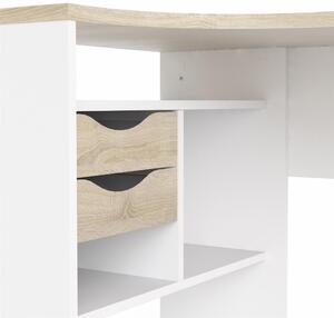 Tvilum Rohový psací stůl EFREM PLUS se 2 zásuvkami s deskou v dekoru dub