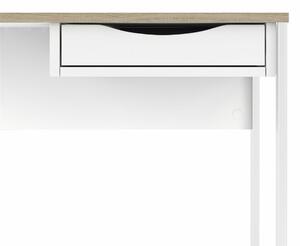 Tvilum Bílý psací stůl EFREM PLUS 513 s 1 zásuvkou a deskou v dekoru dub