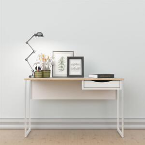 Tvilum Bílý psací stůl EFREM PLUS 512 s 1 zásuvkou a deskou v dekoru dub