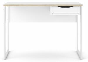 Tvilum Bílý psací stůl EFREM PLUS 513 s 1 zásuvkou a deskou v dekoru dub
