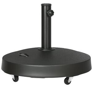 Stojan na slunečník Outsunny 23,5 kg s kolečky, základna pro slunečníky s průměrem Ø38/48 mm, pro zahradu, balkon, černý | Aosom