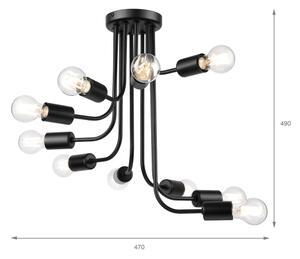 Přisazený lustr TRINITY 10xE27/15W/230V černá