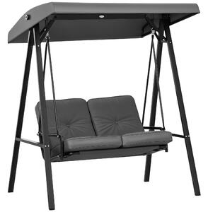 Outsunny Hollywood závěs na zahradní houpačce pro 2 osoby s nastavitelnou sluneční clonou, nosnost až 220 kg, zahradní lehátko, 145 x 116 x 172 cm, tm